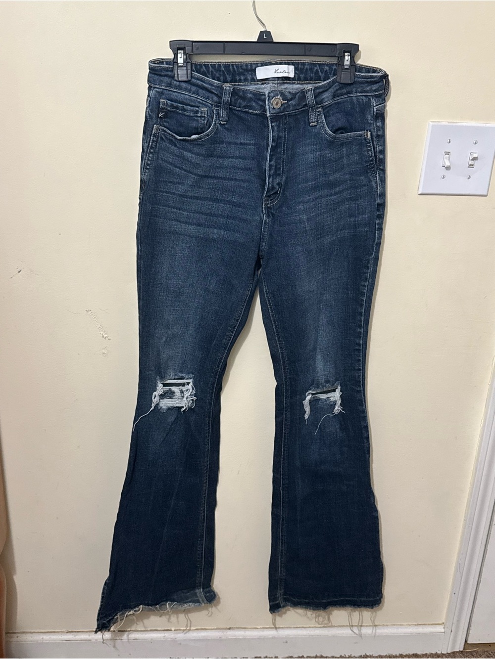 KanCan Dark Blue Distressed Flare Jeans